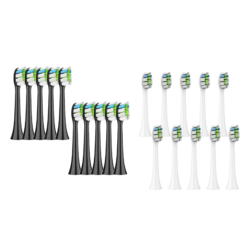 

10 Piece Replacement Brush Heads Replacement For HX6064 HX6930 HX6730 Sonic Electric Toothbrush Vacuum Soft Dupont Black