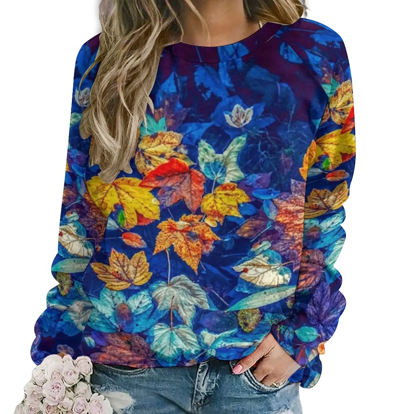 

Fall Flower Casual Hoodies Colorful Print Retro Graphic Hoodie Autumn Long Sleeve Classic Oversized Sweatshirts Birthday Gift