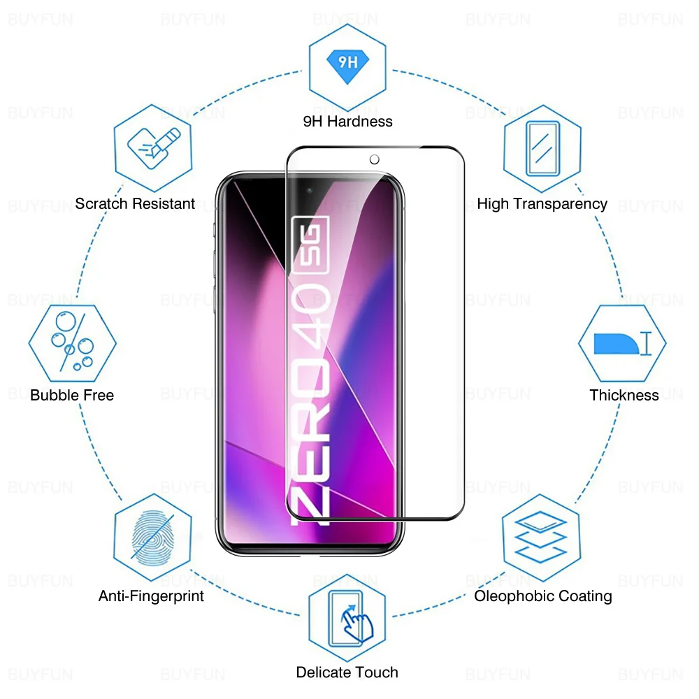 6 в 1 для Infinix Zero 40 5G Zero40 4G 20D изогнутые края защитное стекло Противоударная защита