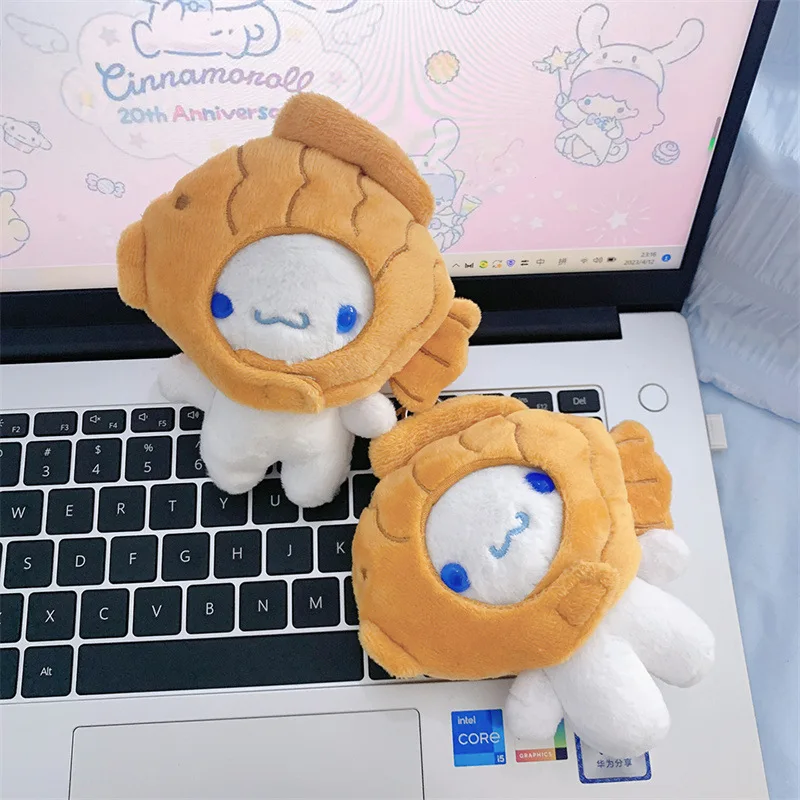 

Cute Sanrio Plush Toys Anime Cartoon Taiyaki Cinnamoroll Plushie Keychain Pendant Soft Stuffed Kid Toys Children Girls Gift