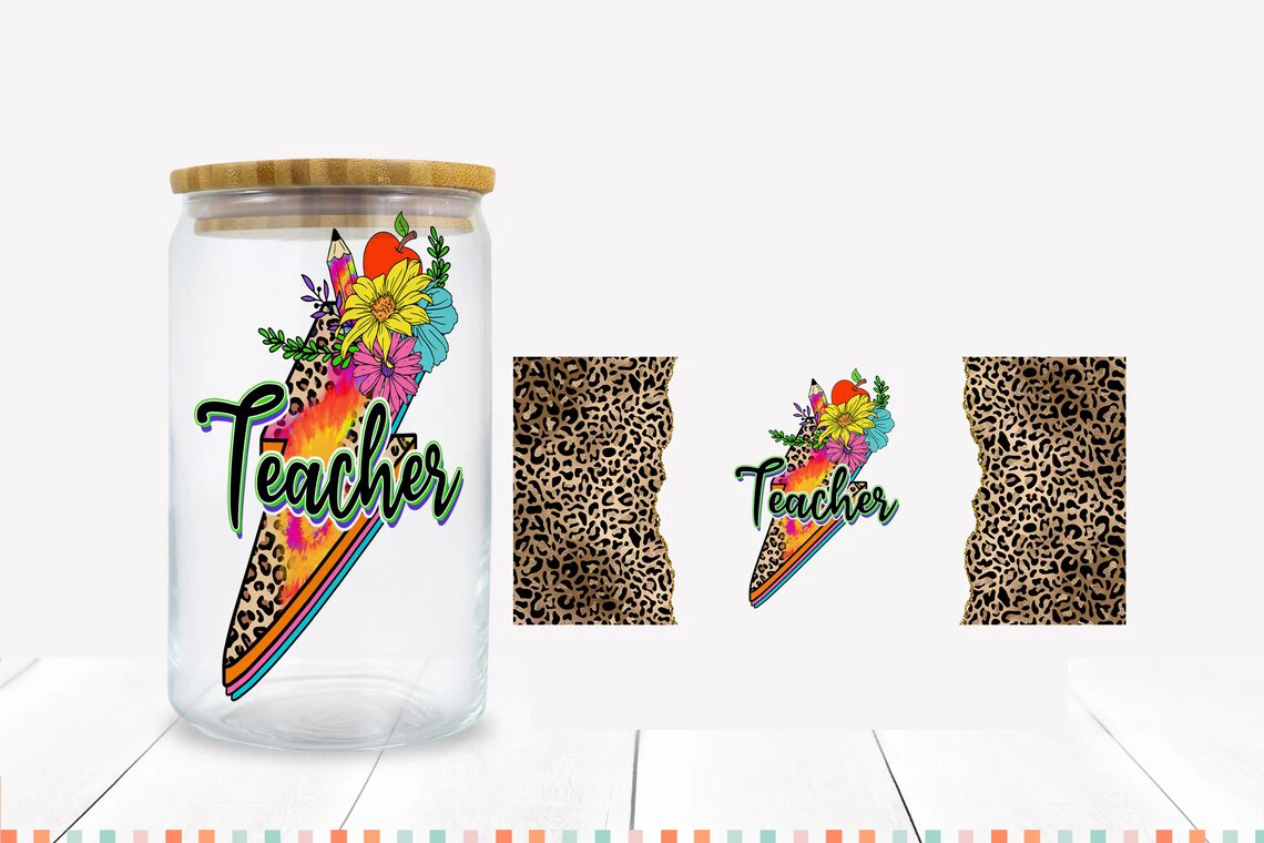 

Teather UV DTF Cup Wrap for 16Oz Libbey Glass Can DIY Transfer Sticker Leopard Print