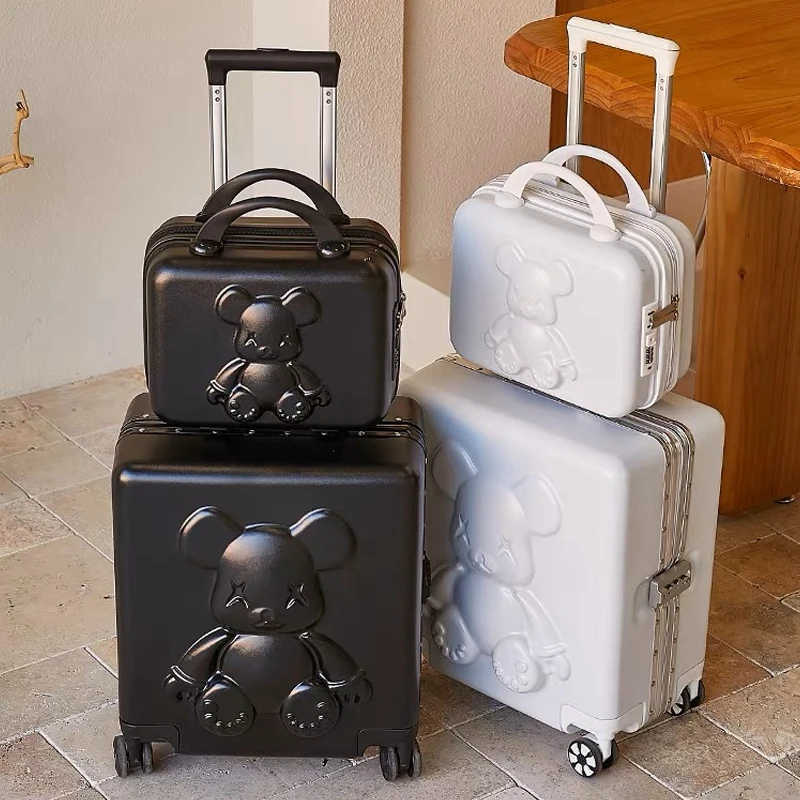 

New 18"inch High quality suitcases Rolling Luggage with handbag children school Luggage cute cartoon trolley suitcases