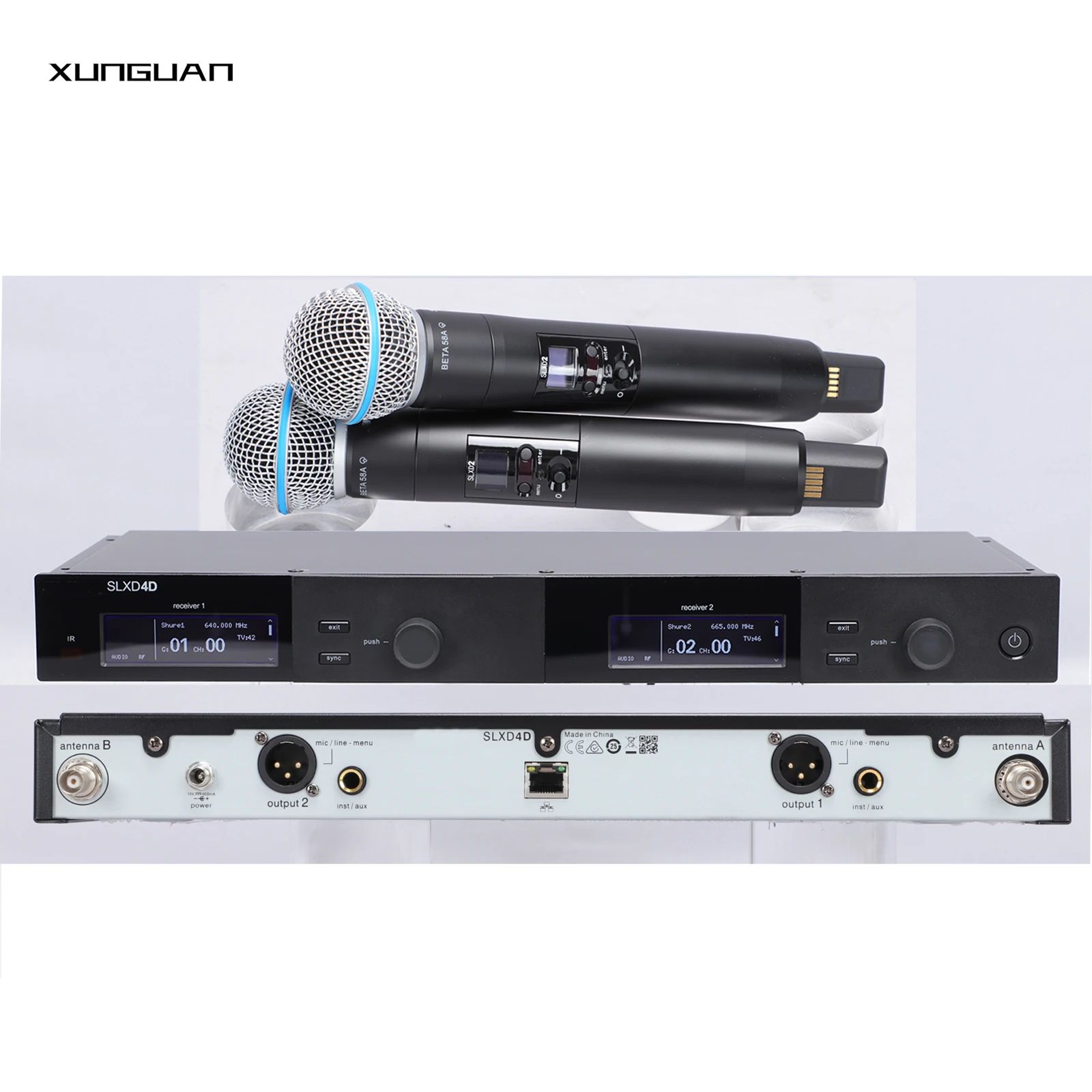 Фото 2025 SLXD4D 2-канальная беспроводная система UHF-микрофона True Diversity с металлическим портативным устройством для пения на сцене №1
