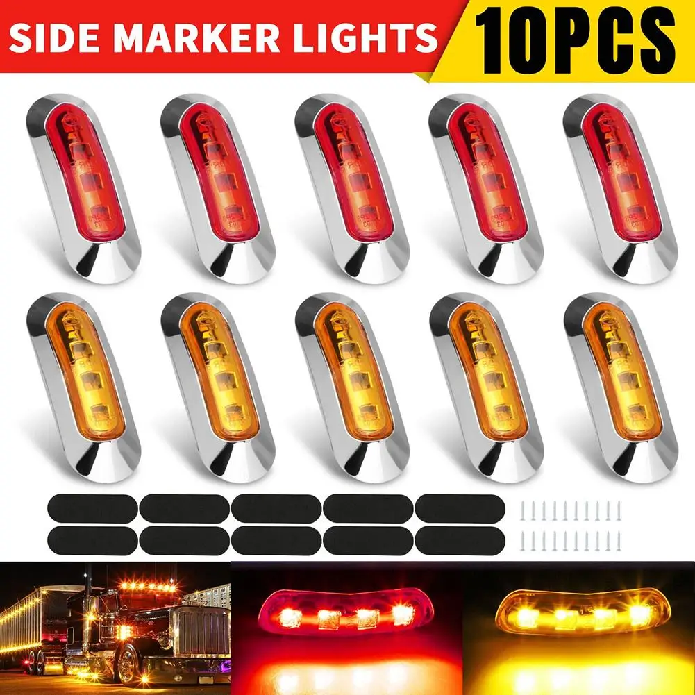 

10 шт., габаритные огни для грузовика, 10-30 в, 4 светодиода