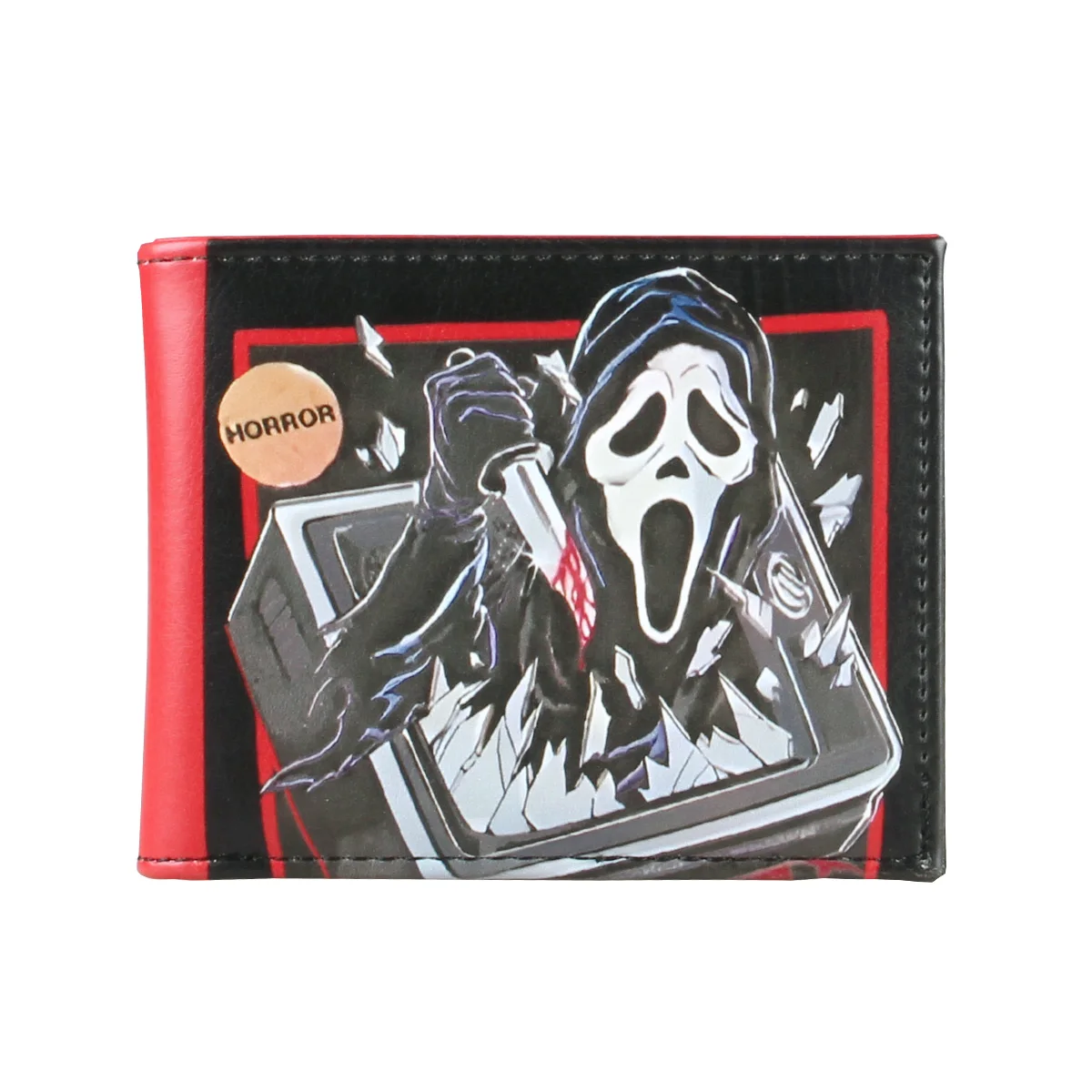 

Horror Ghost Face Wallet Leather Short Wallet Money Clip Multi-card Card Holder Horizontal Wallet Coin Purse Halloween Gift For