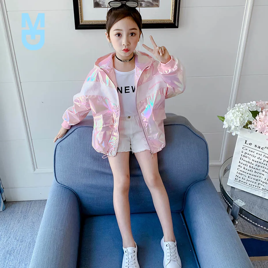 

New Girls Jakcet Coat Letter Pattern Coat For Girls Patchwork Children's Jackets Hooded Spring Autumn Children's Clothing