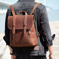 retro first layer cowhide mens backpack crazy horse leather fashion womens shoulder bag backpack leather casual school bag
