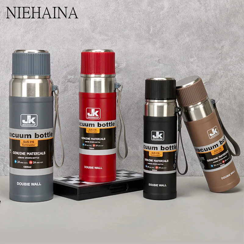 

Thermal Cups 316 Stainless Steel Drinking Bottle Water Bottle Keeps Cold And Heat Portable Rope Outdoor Sports Water Cup