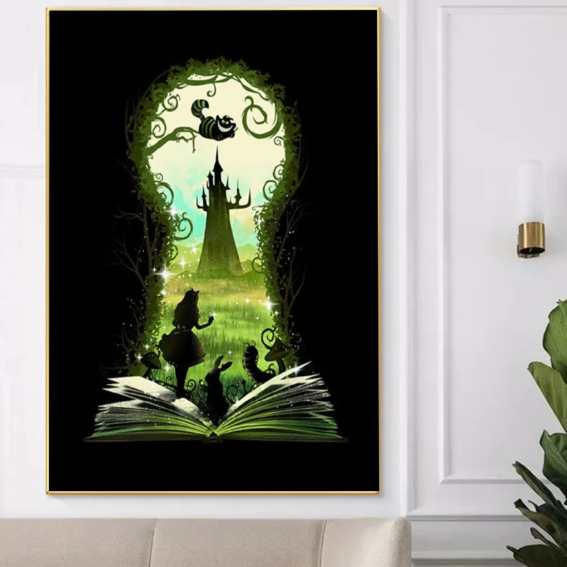 

Keyhole Alice Canvas Painting Wall Art Disney Alice In Wonderland Posters And Prints For Living Room Cartoon Home Decor Cuadros