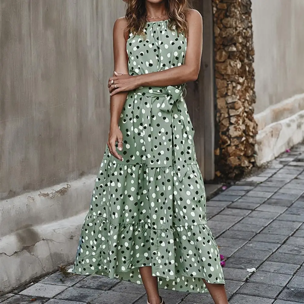 

Sundress Charming Sweet Halter Sleeveless Elegant Casual Long Dress Comfortable Beach Dress Slim Fit for Banquet