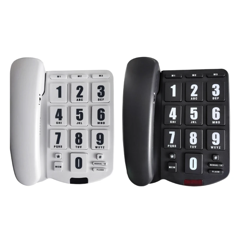 T8WC PK3000 Senior Telephone Landline Phone Large Button Loudspeaker Phone for LowVisionGroup Black White