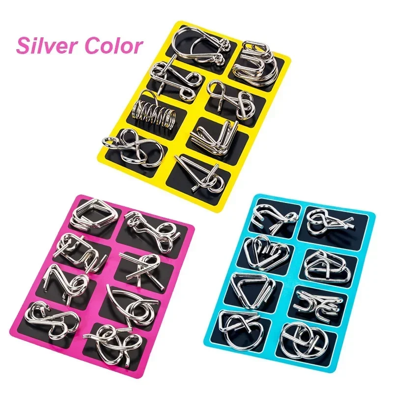 

8Pcs/Set Metal Montessori Puzzle Wire Mind Brain Teaser Puzzles Children Adults Interactive Game Reliever Educational Toys