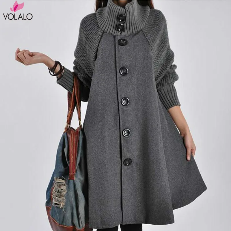 

5XL Size Long Female Jacket Overcoat Cloak Windbreaker Loose Winter Wool Coat Women Autumn Manteau Femme Hiver Cape Warm Tweed