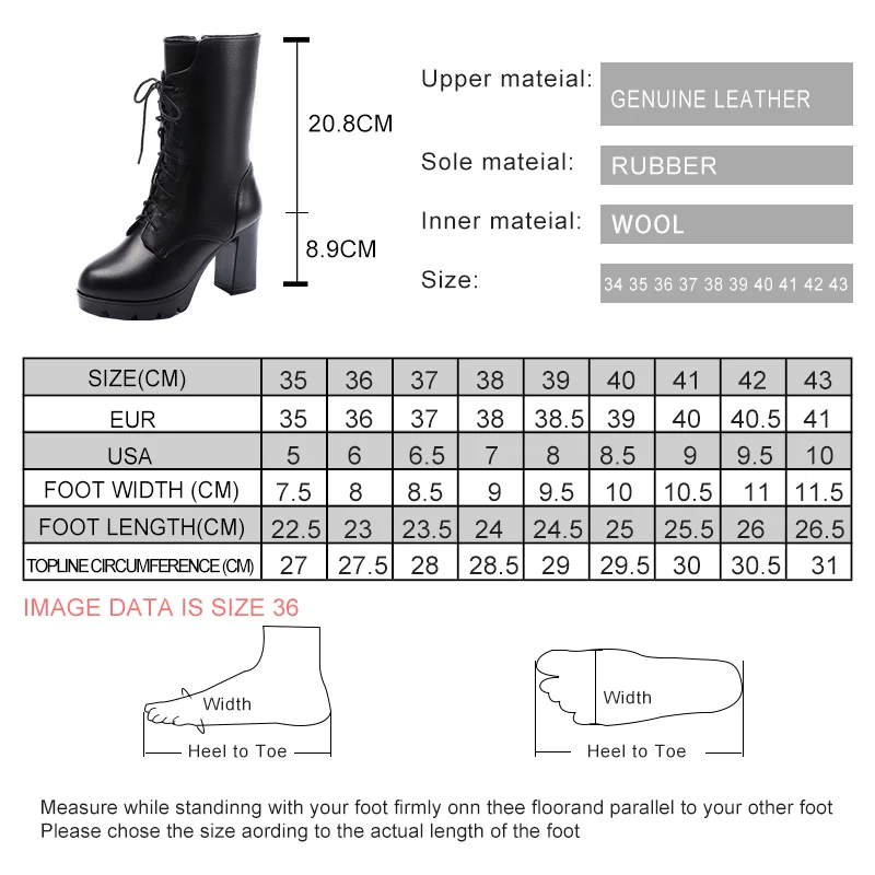AIYUQI Women Winter Boots Genuine Leather 2023 New High Heel Mid Boots Women Natural Wool Warm Platform Women Boots