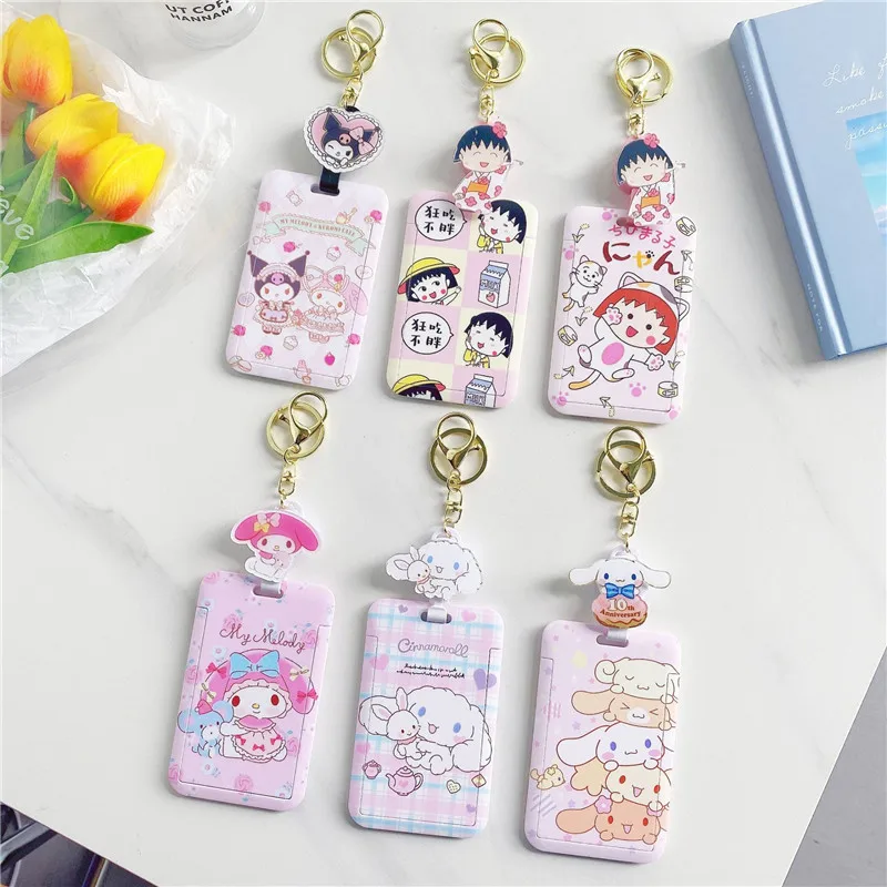 

Kawaii Cartoon Kuromi Melody Anime Cartoon Student Subway Bus Car Key Access Card Anti-Lost Schoolbag Buckle Keychain Ring Gift