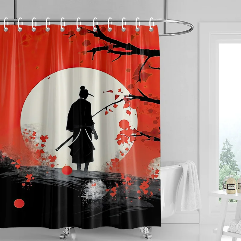 Занавеска для душа Gogi в японском стиле с принтом ретро устойчивая к выцветанию