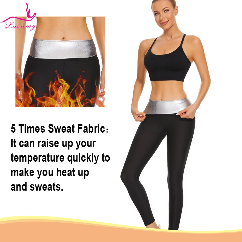 LAZAWG Women Sauna Suit Sweat Set Weight Loss Pant Jacket Slimming Top Workout Leggings Trousers Body Shaper Fitness Fat Burner