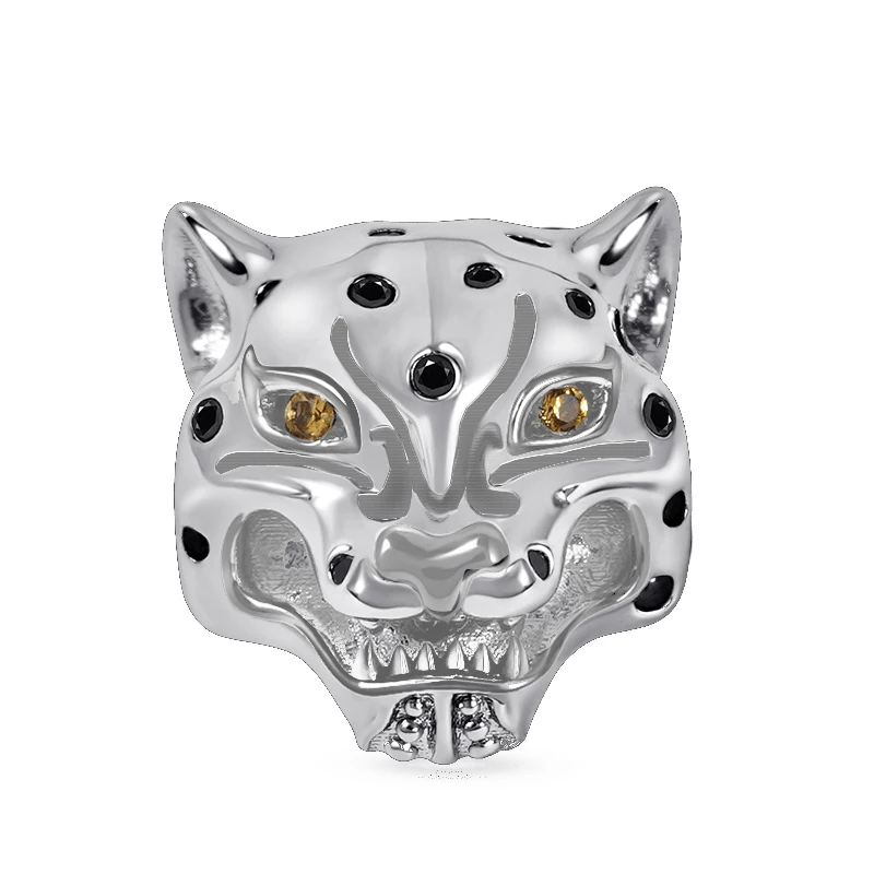 

Fit Pandora Bracelet Charms Silver 925 Original Leopard With Black Stone Charm Bead Bracelet & Bangle Jewelry Berloque