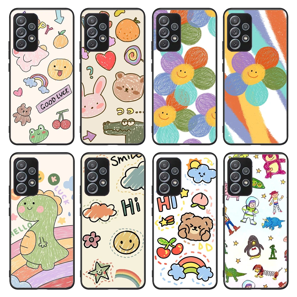 

Cute Bear Cartoon Rabbit Animal Case For Samsung Galaxy A10 A20 A21S A31 A40 A41 A42 A50 A51 A52 A70 A71 A72 A03S A32 A22