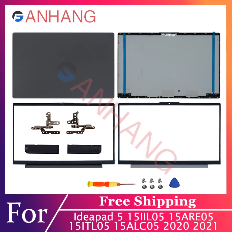 Фото Запасная крышка для Ideapad 5 15IIL05 15ITL05 15ARE05 15ALC05 2020 2021, задняя крышка ЖК-экрана, передняя рамка, петли, металлическая, серебристая/серая №1
