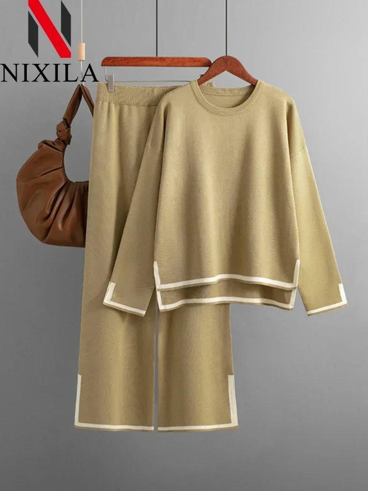 Женский трикотажный костюм-двойка повседневный свободный Трикотажный костюм из