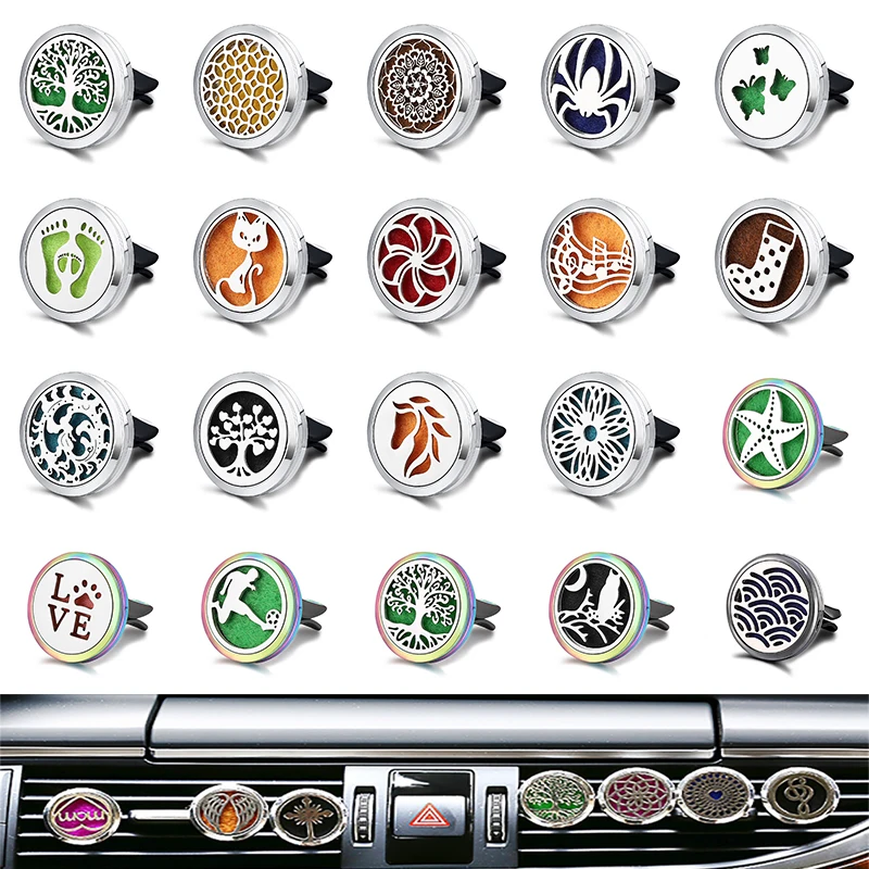 

Refillable Car Air Freshener Smell Perfume Diffuser Clip Auto Vent Essential Oil Stainless Steel Locket Interior Accessories