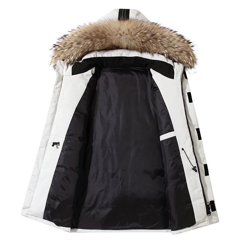 2022 Winter Men's Casual Thicken Down Jacket with Big Real Fur Collar Warm Parka Super warm Mens Waterproof Down Coat Size S-3XL