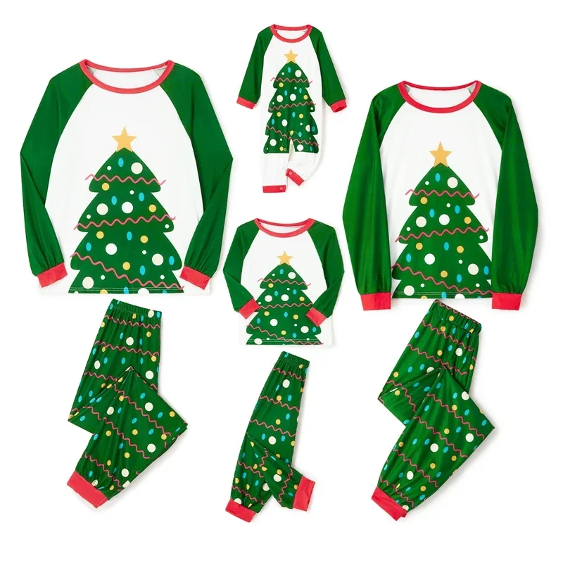 hirigin Christmas Family Matching Pajama Sets Cute Tree Elk Sleepwear Holiday PJS for Couples Kids Baby