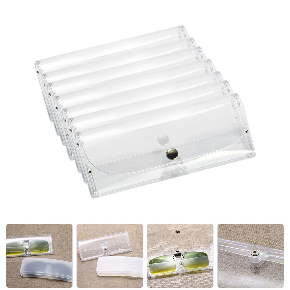 

10pcs Transparent Plastic Glasses Cases Eyeglasses Case Sunglasses Storage Case with Button