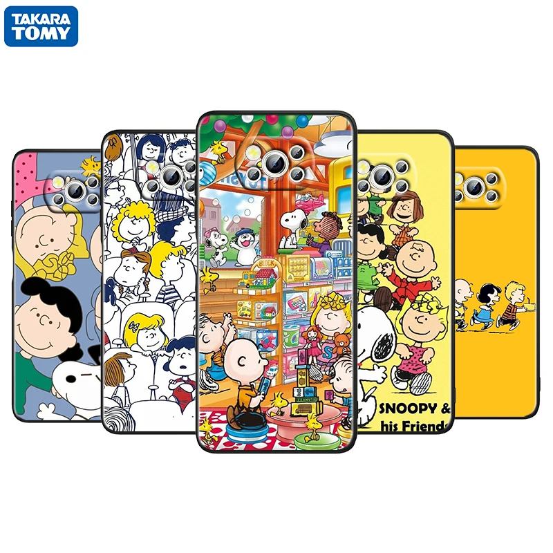 

Cute Snoopy Good friend For Xiaomi Poco M4 X3 F3 GT NFC M3 C3 M2 F2 F1 X2 Pro Mi Soft Mix3 Black Phone Case Cover Fundas Coque