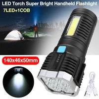 7led multi function strong lamp flashlight usb charging household cob torch usb rechargeable light flashlights