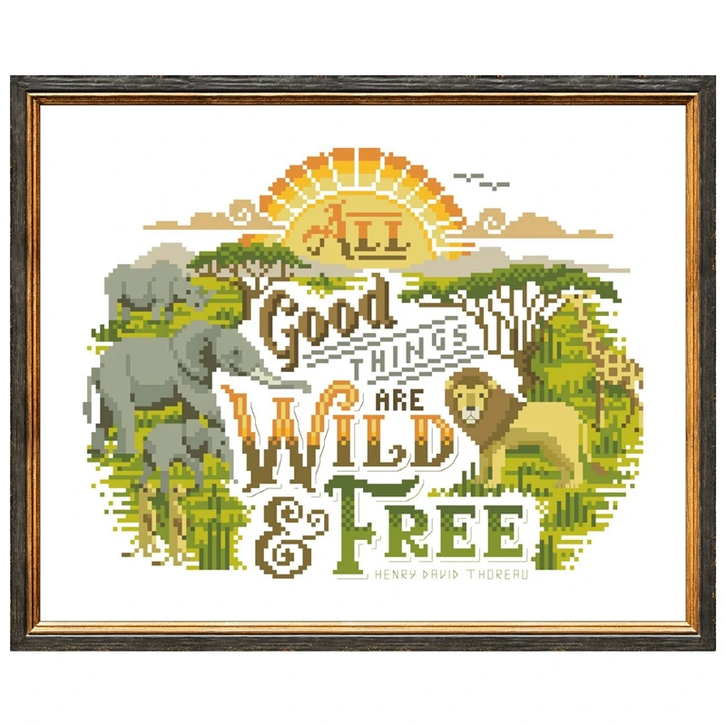 

Wild Free Cross-stitch embroidery set design 18ct 14ct 11ct unprint canvas embroider DIY needlework