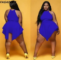 fagadoer sexy bodycon irregular jumpsuits fashion sleeveless solid plus size clothing l 5xl summer women slim rompers playsuits