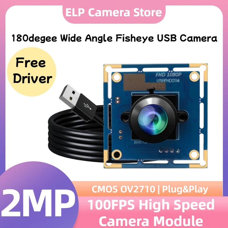 Фото ELP 180-градусный широкоугольный USB-модуль камеры «рыбий глаз» 1080P Full HD USB-камера 60 кадров в секунду при 720 P 100 кадров в секунду при 480 P для прямой трансляции №1