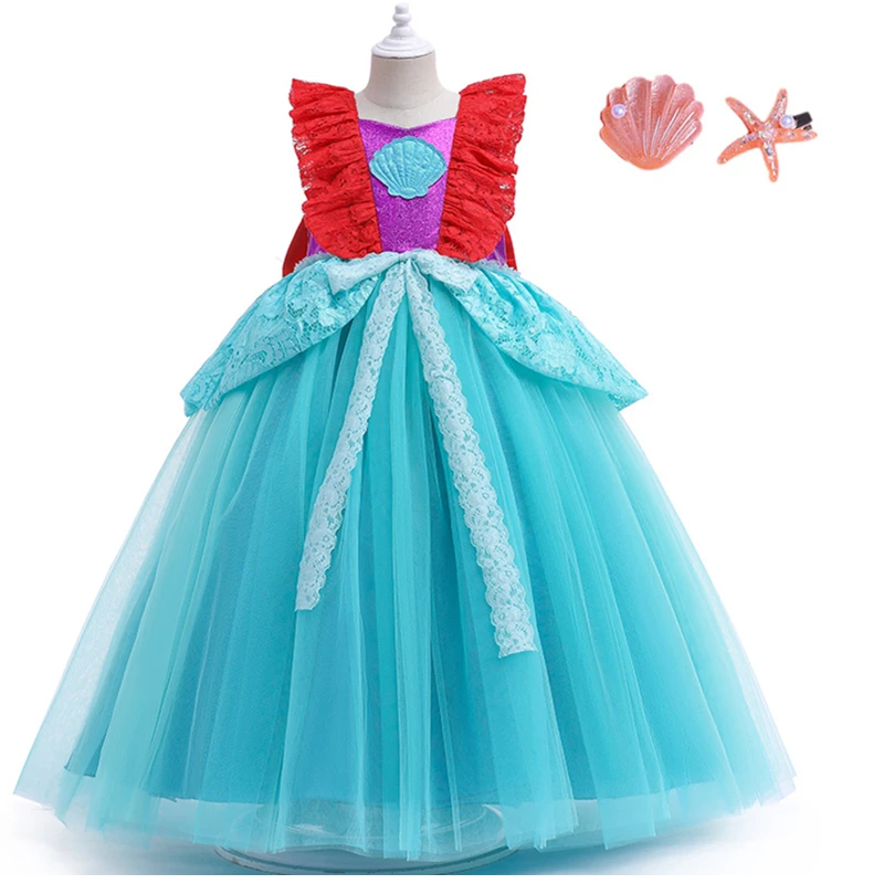 

2022 New Cute Costumes For Girls Princess ariel Dress The little Ariel Princess Cosplay Costume Dress