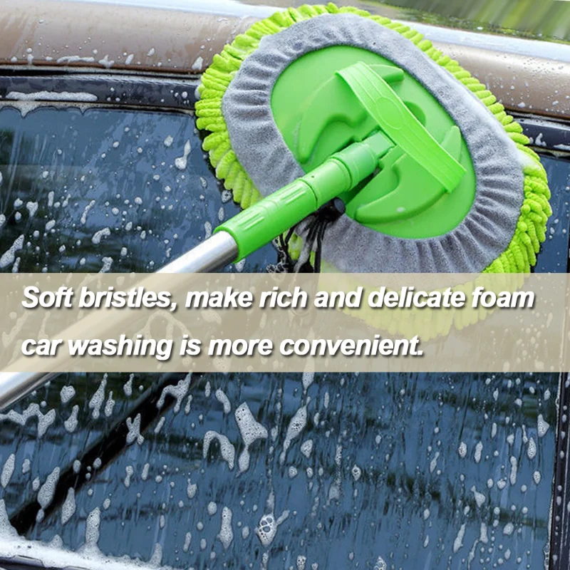 

2 In 1 Car Cleaning Brush Car Wash Brush Telescoping Long Handle Cleaning Mop Chenille Broom Auto Accessories Cleaning Cloth