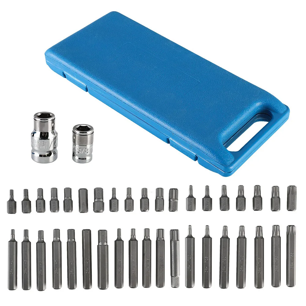 

40pcs/set Screwdriver Bits With 3/8'' And 1/2'' Drive Impact Socket Adaptor Drive Star Extension Bit Socket Adaptor Power Tool