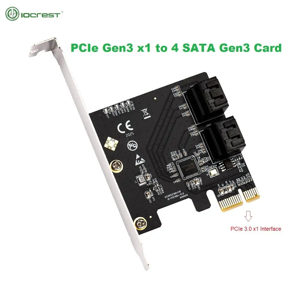 

chia mining PCIe 4 Ports 6G SATA III 3.0 Controller Card Non Raid PCIe 3.0 x1 Expansion Card Low Profile Bracket