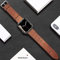 for apple watch 7 band 44mm leather loop strap 40mm 41mm 42mm 38mm correa 45mm sport smartwatch bracelet iwatch serie 6 5 4 3 se