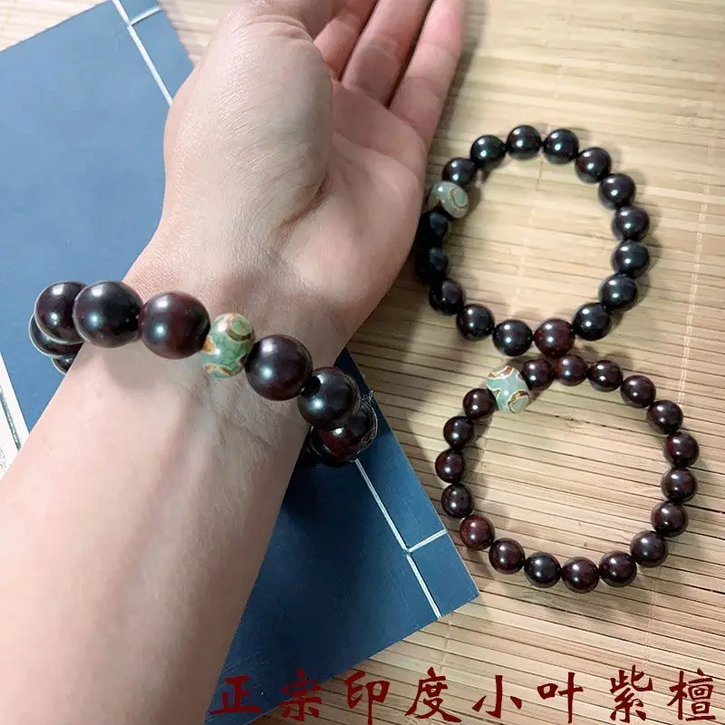 

SNQP Authentic Indian Small Leaf Red Sandalwood Handstring Buddha Beads Mens Single Loop