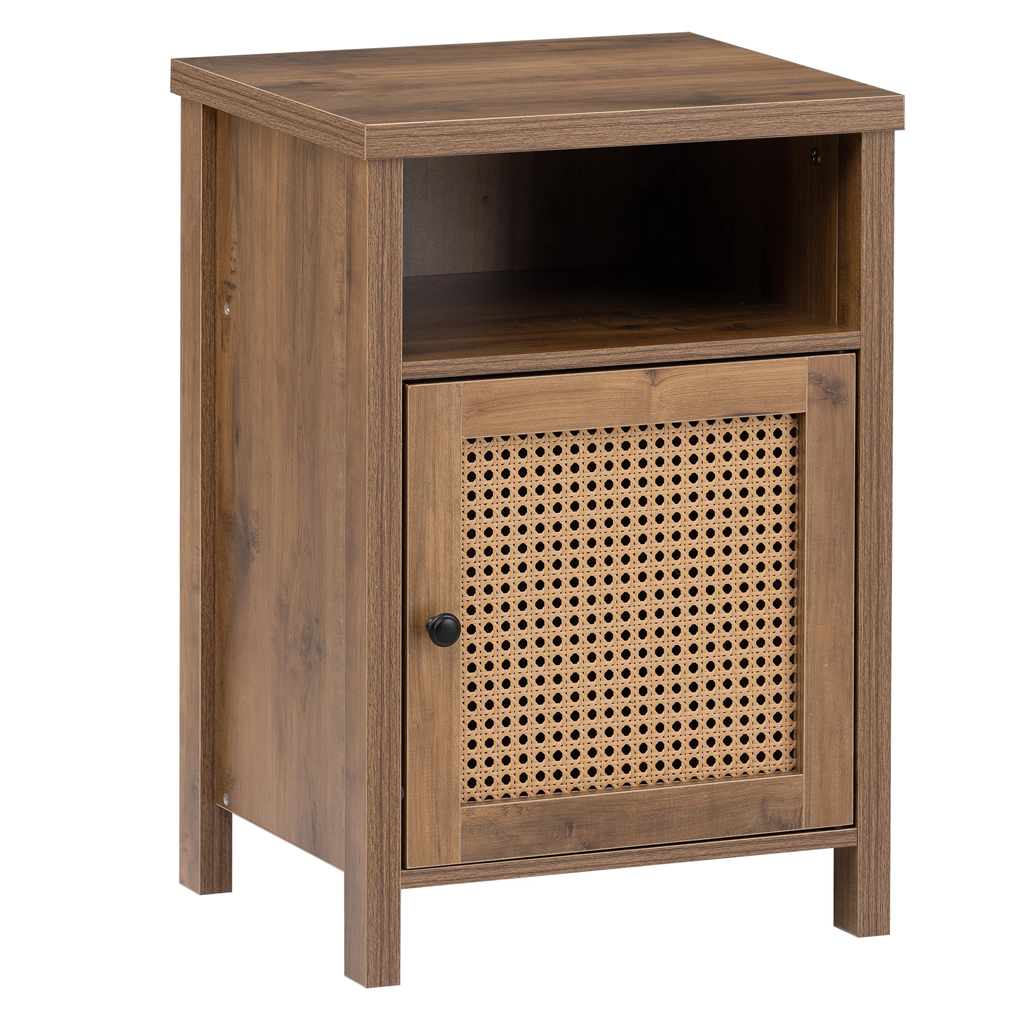

Farmhouse Couch Side Table Drawer Cabinet Bedside Tables Side Cabinet with Storage Rattan Cabinet Door for Bedroom Living Room