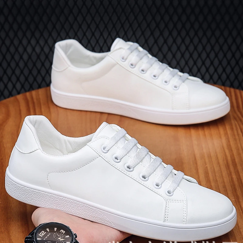 

Кроссовки мужские кожаные, дышащие универсальные, Повседневная нескользящая обувь, модные черные