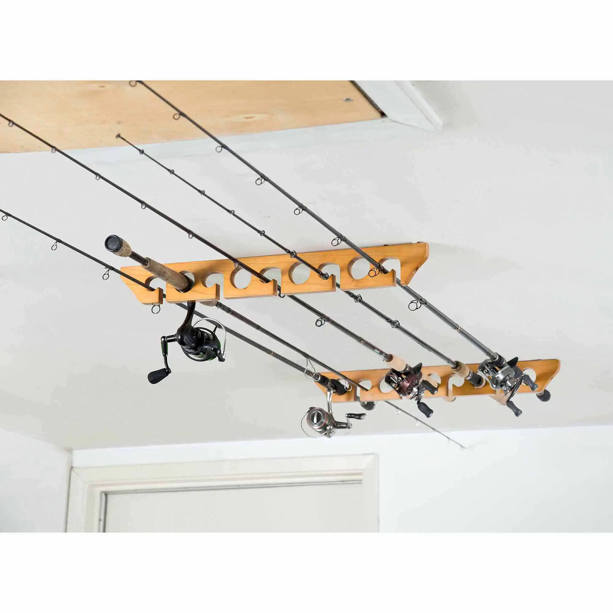 

Wooden Ceiling Horizontal Rod Rack, 9 Capacity