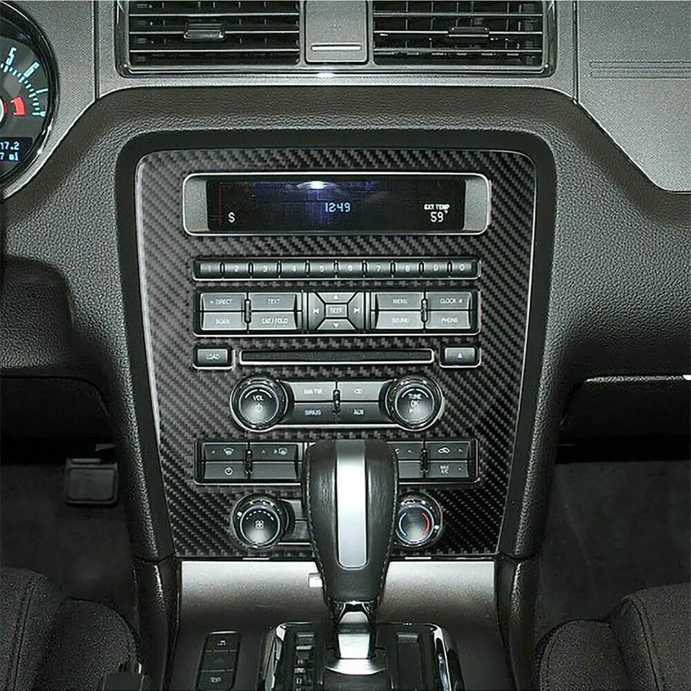 

Обложка панели для Ford Mustang 2009-13, обшивка обшивки молдингов и отделки, центральная консоль из черного углеродного волокна, эпоксидная смола