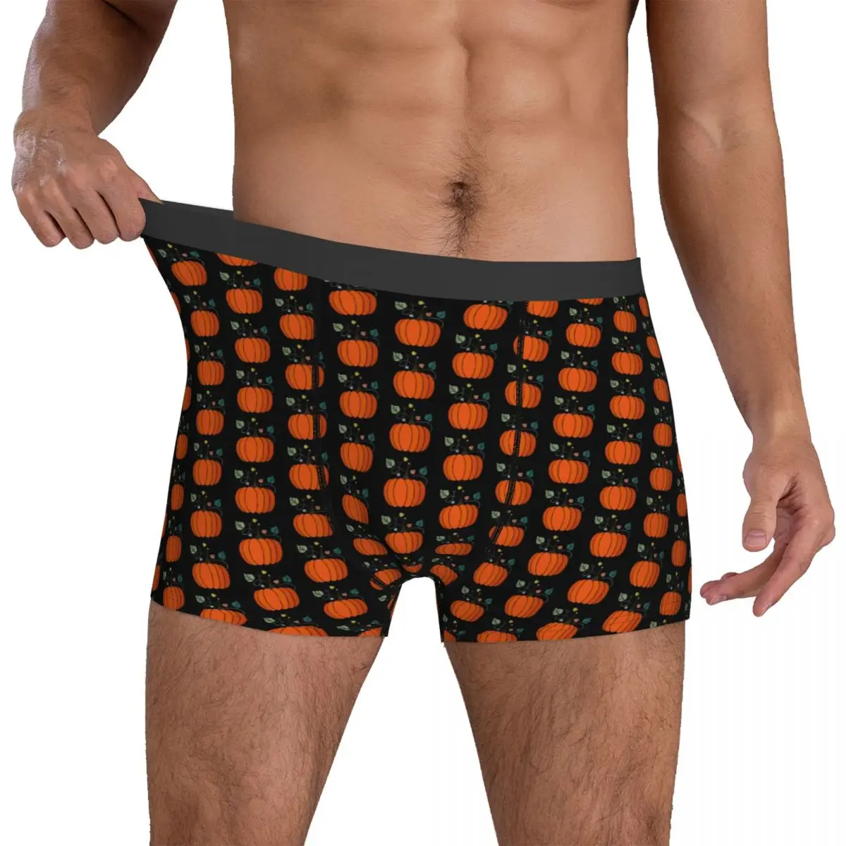 

Pumpkin Print Underwear Halloween Males Panties Design Funny Boxershorts Trenky Boxer Brief Plus Size