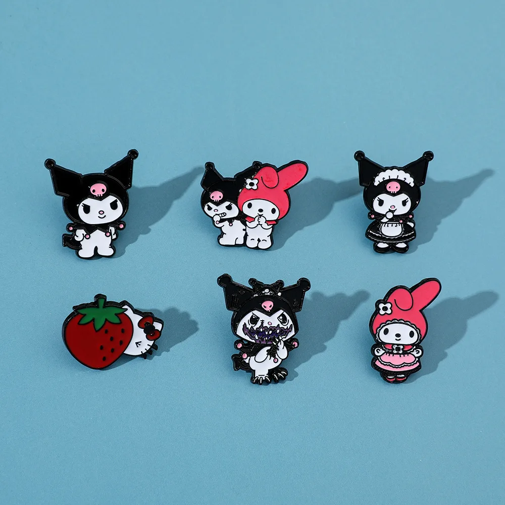

Sanrio Hello Kitty My Melody Cinnamoroll Skull Brooch Metal Badge Enamel Badge Pin Paint Brooch Cartoon Brooch Movie Badge Gifts
