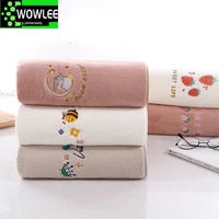 embroidery soft microfiber fabric bath towels cotton solid color quick dry wash towel comfortable strong water absorption towel