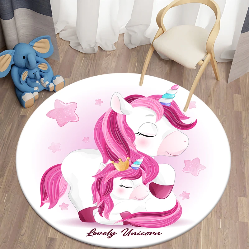 

Unicorn round carpet floor mat polyester mat doormat area carpet kitchen mats living room carpet children's room decor cute rug