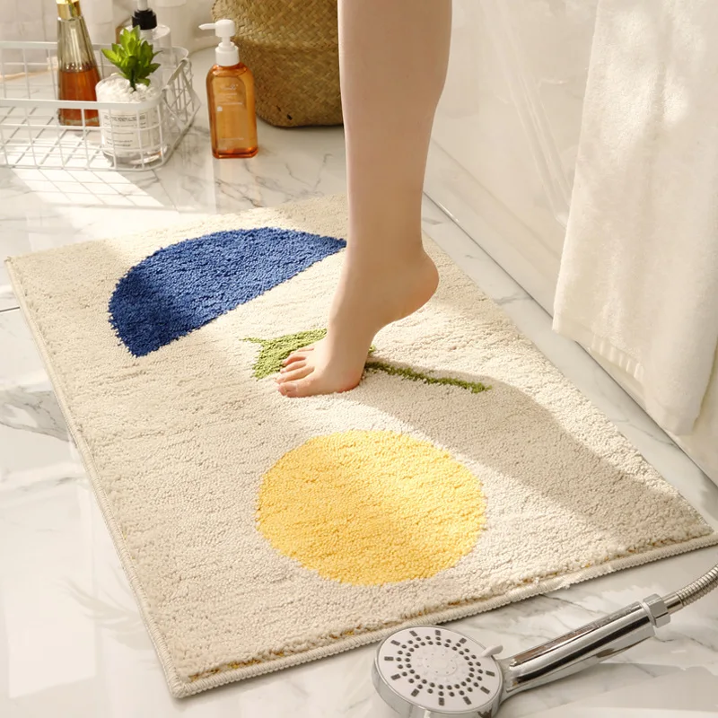 

Bathroom Doormats Modern Simple Style Polyester Carpet Home Machine Washable Absorbent Non-slip Mat Geometrische Abstractie Rug