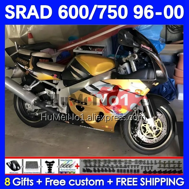 

Корпус для SUZUKI SRAD GSXR 750 600 Φ 11No.144 GSXR750 GSXR600 96 97 98 99 00 1996 1997 1998 1999 обтекатель золотой черный
